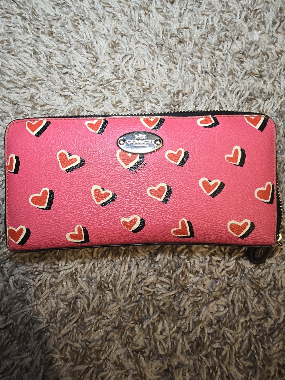 Coach Pink Heart Zip Wallet